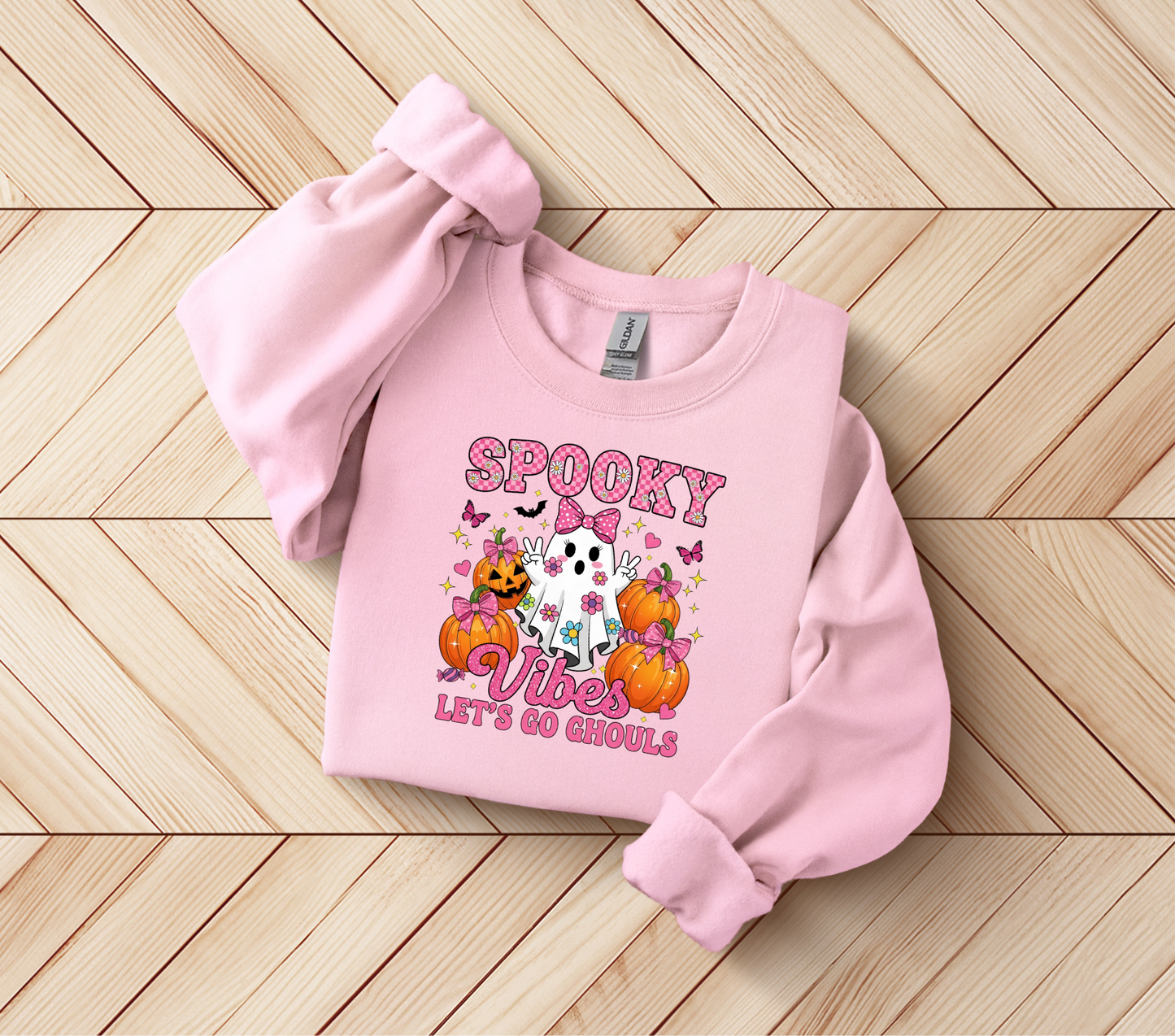 Spooky Vibes Crewneck Sweatshirt, Halloween Apparel, Cute Sweatshirt, Fall Fashion, Cozy Unisex Sweater