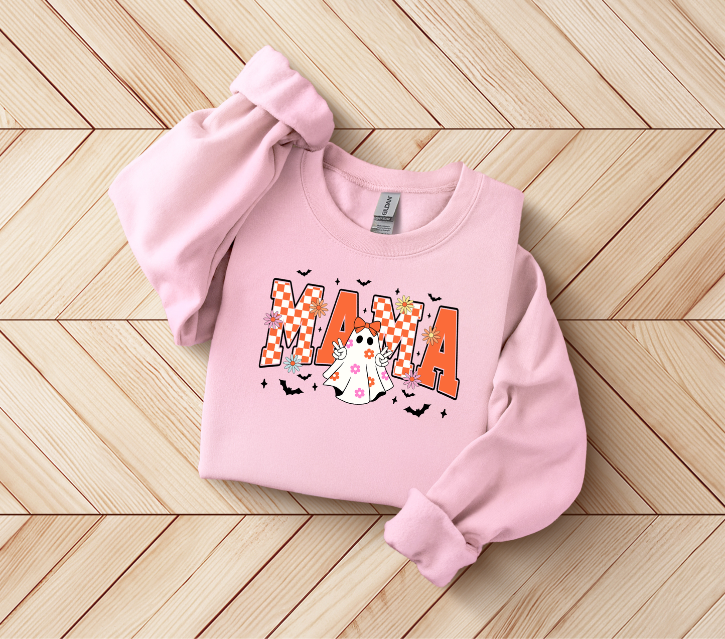 Ghostly Mama Crewneck Sweatshirt - Perfect for Halloween, Cozy Fall Apparel, Unisex Sweatshirt, Casual Daywear, Ghost Design, Spooky