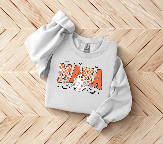 Ghostly Mama Crewneck Sweatshirt - Perfect for Halloween, Cozy Fall Apparel, Unisex Sweatshirt, Casual Daywear, Ghost Design, Spooky