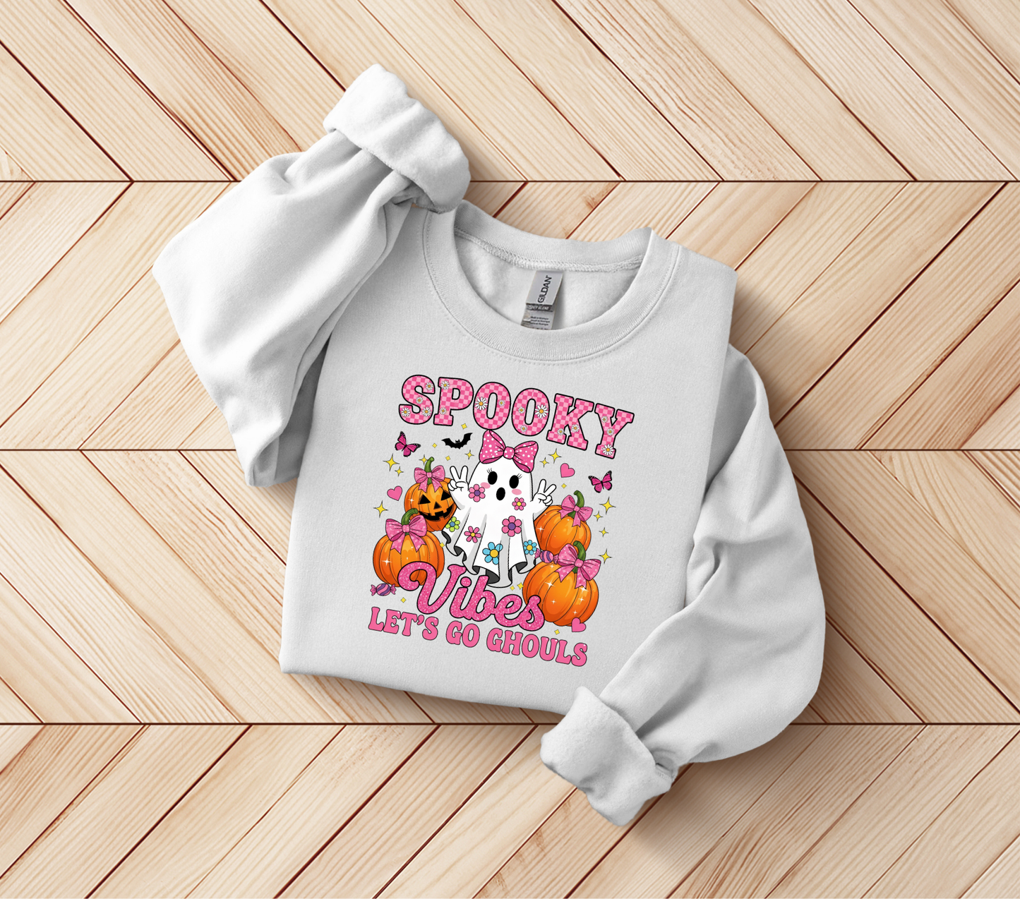 Spooky Vibes Crewneck Sweatshirt, Halloween Apparel, Cute Sweatshirt, Fall Fashion, Cozy Unisex Sweater