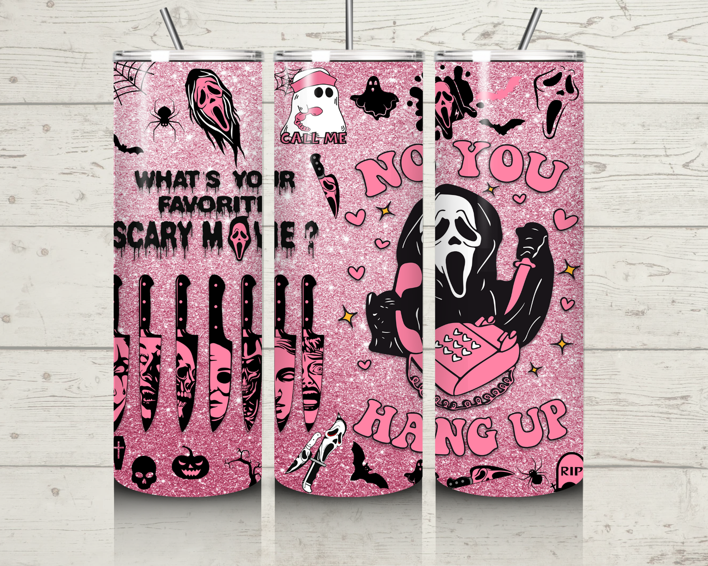 Pink Ghostface tumbler